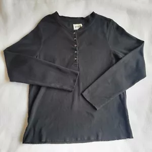 Waffle térmico negro PACT Henley talla L algodón orgánico - Imagen 1 de 8