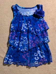 Justice Sz 7 Girls Blue Layered Ruffle Tank Cheetah Print Sequins (G) - Picture 1 of 9