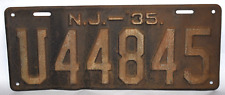 Antique 1935 New Jersey Union County NJ License Plate No U44845 Automobile Auto