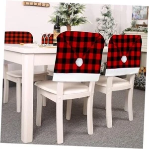 Christmas Santa Hat Chair Covers,4pcs Buffalo Plaid Christmas Dining Chair - Picture 1 of 8