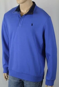 Polo Ralph Lauren Blue Half Snap Double Knit Jacket Navy Blue Pony NWT - Picture 1 of 1