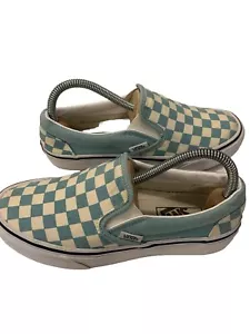 Vans Women's Size 6.5 /M 5 Classic Checkerboard Aqua Haze Canvas Slip On Shoes - Picture 1 of 8
