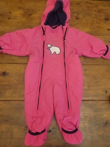 LL Bean Snow Suit Toddler 6-12 Months Winter Hooded Fleece Vintage Outdoor - Picture 1 of 8