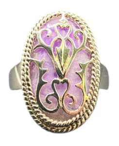 Anillo de filigrana púrpura cristal amatista piedras preciosas ovaladas plata de ley 925 talla 8 - Imagen 1 de 9
