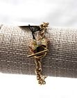 Coach Bow Pave Chain Link Toggle Bracelet CG077 Gold-Tone NWT