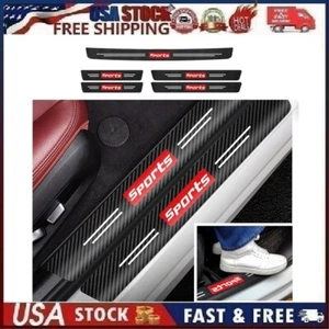 5pc Sports Car Door Plate Sill Scuff Anti Scratch Decal Protector Style 1 - Picture 1 of 14
