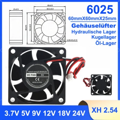 60mm Brushless Lüfter 2pin DC 3.7V 5V 9V 12V 24V Lüfterkühler Für PC Computer - Bild 1 von 4