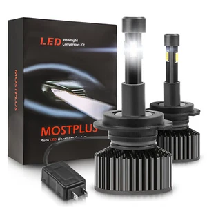 MOSTPLUS 130W 13000LM 4 Sides Focused LED Headlight H7 6000K Colors Bulbs x2 - Picture 1 of 10
