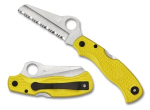 Cuchillo plegable de borde serrado de sal Spyderco Saver mango amarillo FRN C118SYL - Imagen 1 de 1