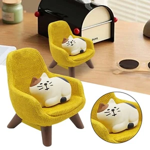 Miniature Cat Figurines With Small Sofa Resin Mini Cat Figures Desk Ornaments - Picture 1 of 7