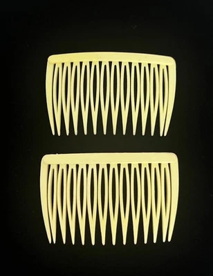Vintage 1980s Goody Side Hair Comb Updo Matching Set Yellow Made in USA - Image 1 of 4