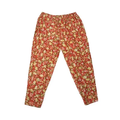 Vintage Laura Ashley Red and Yellow Floral Cotton Pants Large - Image 1 of 4