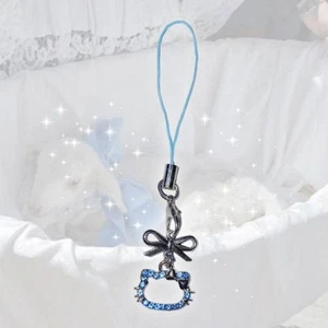 Blue Hello Kitty Crystal Phone Charm - Zdjęcie 1 z 8