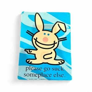 Insegna Y2K Jim Benton Happy Bunny metallo latta decorazione casa camera - Foto 1 di 3