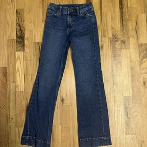 Girls Wrangler Denim Jeans 12 Slim Flair Dark Wash Western Cowgirl - Picture 1 of 6