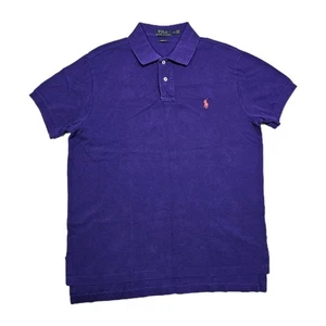 Polo Ralph Lauren Polo Shirt Mens Large Clemson Purple Orange Pony Golf Pique - Picture 1 of 8