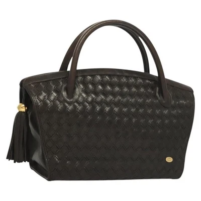 BALLY Hand Bag Leather Brown Gold Auth bs27443 - Image 1 of 4