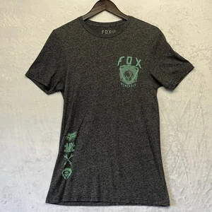 Fox Mens T-Shirt S Slim Fit Black/Green Short Sleeve Graphic Print Racing Motto - Picture 1 of 11