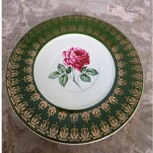Platillo decorativo vintage Limoges borde oro rosa vajilla cerámica verde 6 pulgadas - Imagen 1 de 2