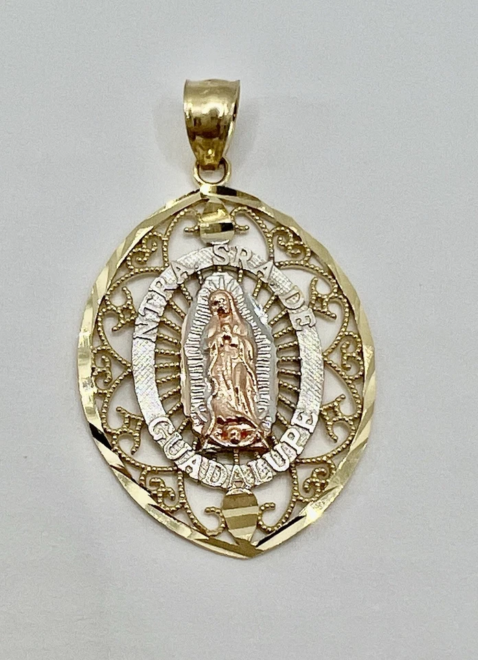 Трехцветный религиозный кулон 14 карат - Virgen De Guadalupe - Изображение 1 из 4