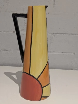 Lorna Baileysunburst Pattern old Ellgreave Pottery slim conical jug VGC  - Image 1 of 4