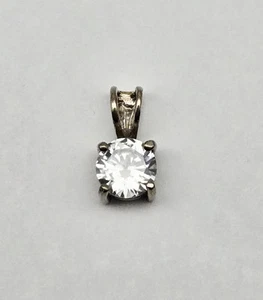 Vintage Sterling Silver Clear Gemstone Modernist Petite Slide Pendant - 1.0g - Picture 1 of 3