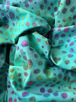 1.3 yds x 45” Teal Blue Cotton Dots Pattern Batik  Fabric Quilting Craft Apparel - Image 1 of 4