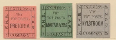 Transvaal South Africa Local Post Bakker's Express Label 3v c. 1887 MH - Image 1 of 2