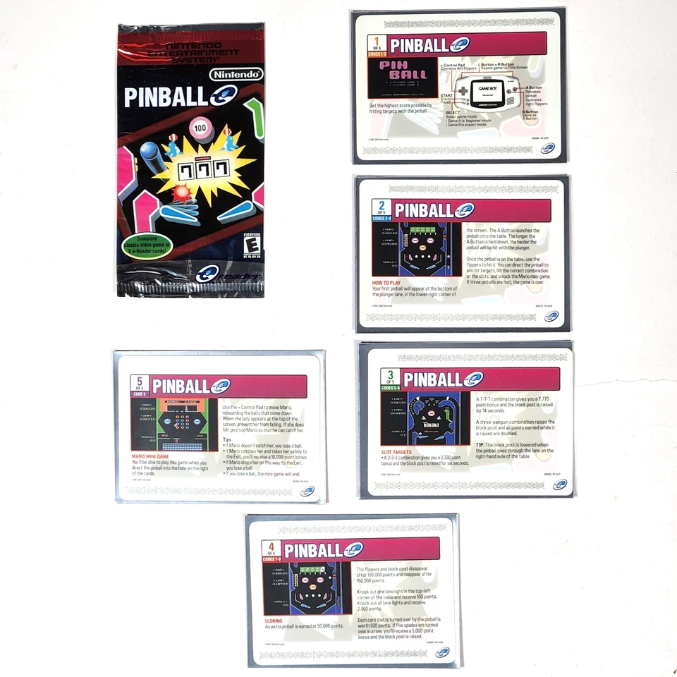 2002 Nintendo E-Reader Pinball Game Boy Advance Complete 5 Cards Set Opened New! - Image 1 of 4