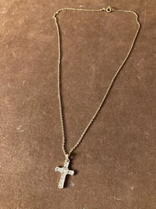 PENDANT: GOLD PLATED CRYSTAL CROSS AND CHAIN LOVELY GEMS X 7 - Picture 1 of 6