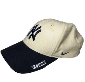 Nike Team New York Yankees MLB Wool Hat 2 Tone Cream/Navy Baseball StrapBack Cap - Picture 1 of 20