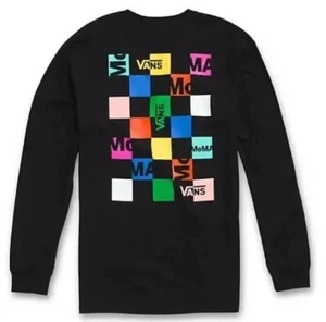 Vans x MoMA Logo Black/Multi Checkered Longsleeve T-Shirt MENS Medium HTF '2019' - Picture 1 of 22