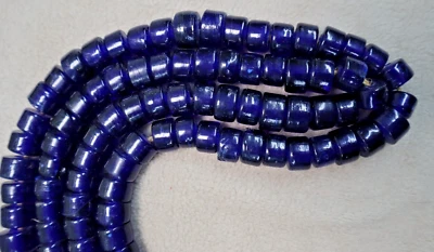 70 Glass Navy Blue Cylinder Tube Beads * 12mm x 7mm * Large Hole *Translucent - Image 1 of 4