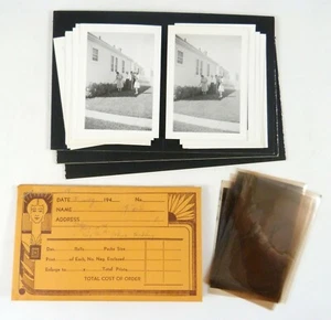 Amateur Stereoviews 8 Print and Negative Pairs Original Envelopes 3 Mounts 1941 - Foto 1 di 5