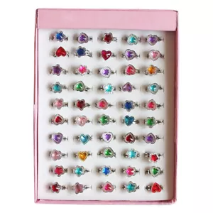 10Pcs Girls Fancy Adjustable Rings Cartoon Party Favors Gift Kids Ring Toys Acc - Picture 1 of 6