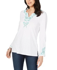 Charter Club Women's Cotton Embroidered Top (Bright White, XX-Large) - Picture 1 of 3