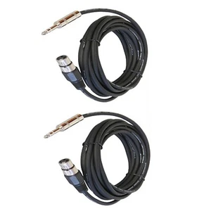 2-Pack 3-Pin XLR Female Cable to 15ft Male XLR Cables Quarter Inch Stereo Mono - Picture 1 of 16