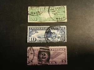 LOT OF FIVE (5) ALL DIFFERENT *EARLY, USED* AIR MAIL STAMPS. #C9//C19 - Picture 1 of 2