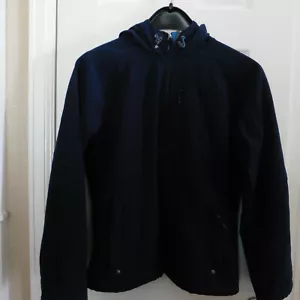 NWT Men's GH Bass Navy Blue Windbreaker Hood Fleece Lined Jacket Full Zip -SZ  L - Picture 1 of 10