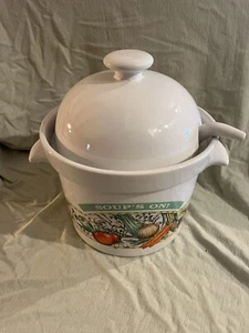 Sopa de cerámica ""sopas encendidas"" Himark de colección rara con tapa y cuchilla excelente estado. - Imagen 1 de 10