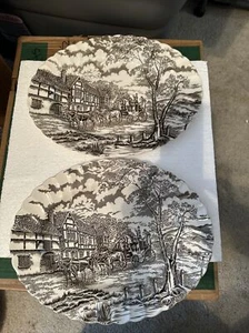 2pcs Royal Mail Fine Staffordshire Ironstone Horse Carriage Platter 9.5 X 12" - Picture 1 of 18