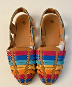 Colorful Huarache Leather Sandals 8W - Picture 1 of 4