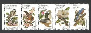 Unused US Postage Strip 20 Cent Stamps State Birds Michigan Missouri Massachuset - Picture 1 of 5