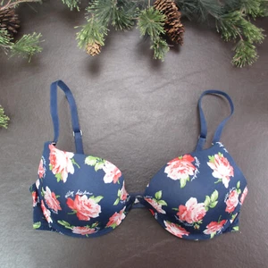 Gilly Hicks Bra 34D Blue Floral Padded Underwire Adjustable Clasp Back - Picture 1 of 12