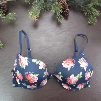 Gilly Hicks Bra 34D Blue Floral Padded Underwire Adjustable Clasp Back - Image 1 of 4