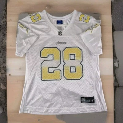 Adrian Peterson Minnesota Vikings Jersey Womens Large L White Yellow #28 Glitter - Image 1 of 4