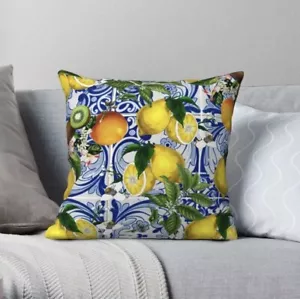 MEDITERRANEAN LEMON Cushion Cover Gift 45 X 45 Pillow Case NEW Home Decor ITALY - Bild 1 von 5