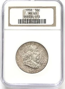 1958 USA 50c Franklin Half Dollar NGC Mint State 65 Coin MS - Picture 1 of 2