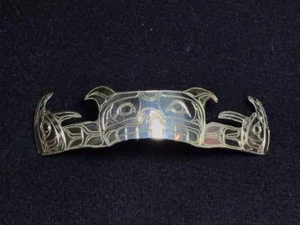 Signed Gimmy Seaweed West Coast Native Art Carved "Wolverine "Brooch pendant#2 - Picture 1 of 7