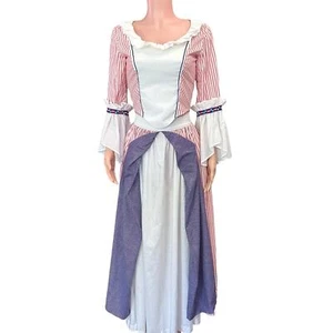 Handmade Patriotic Colonial 2-Piece Costume Dress Stars & Stripes Bell Sleeves  - Picture 1 of 11
